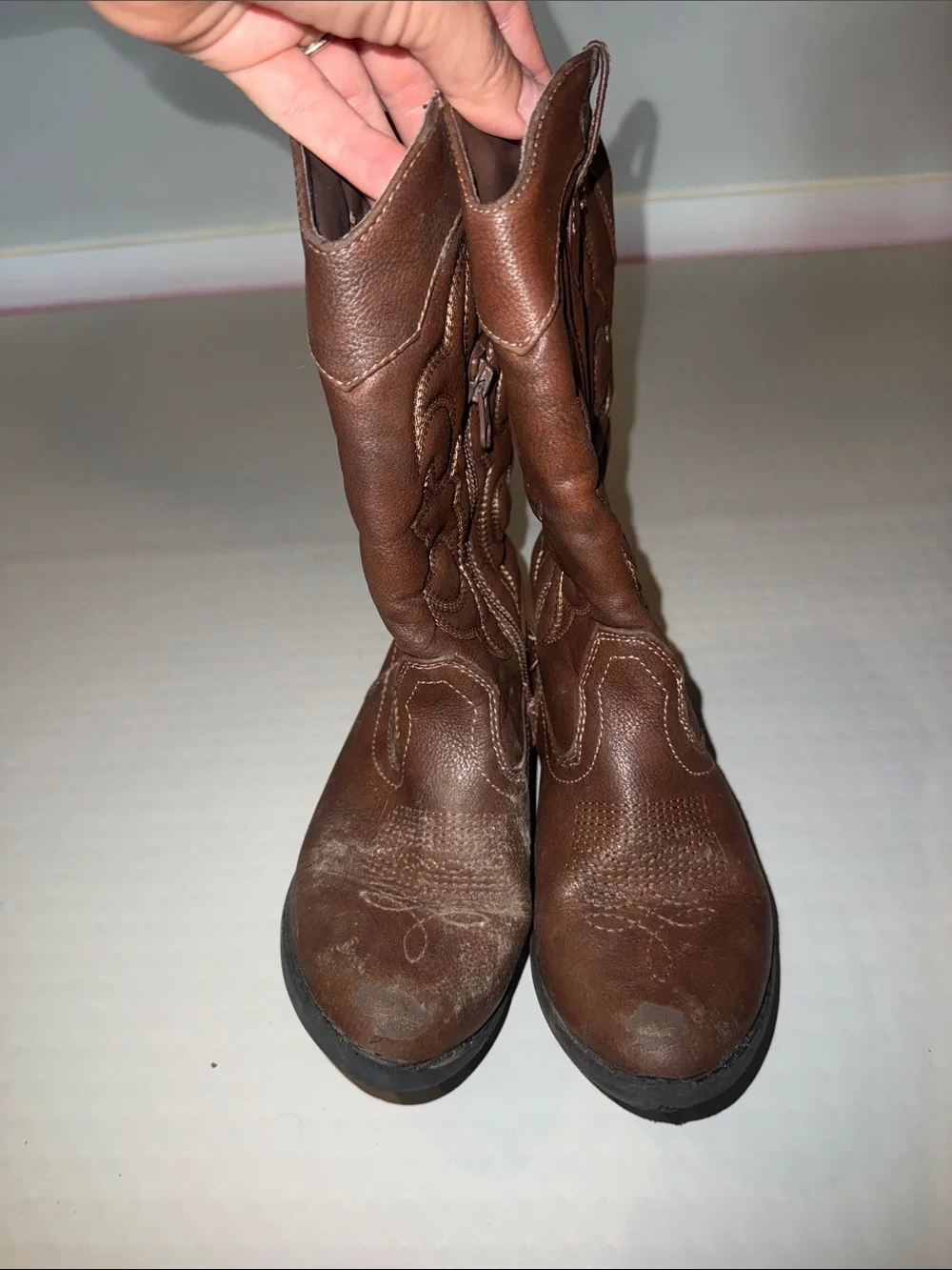 Cat & Jack Brown Embroidered Western Mid-Calf Boots